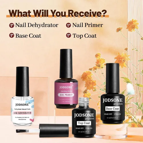 Kit De Uñas Jodsone 15 Ml: Primer, Base Y Top Coat Con Gel