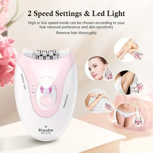 Depiladora Eléctrica Recargable Keda Kd-216 Rosa