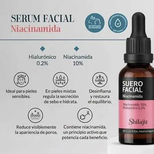 Shilajit Suero Rostro Niacinamida Maquillaje Prolijo 30 Ml