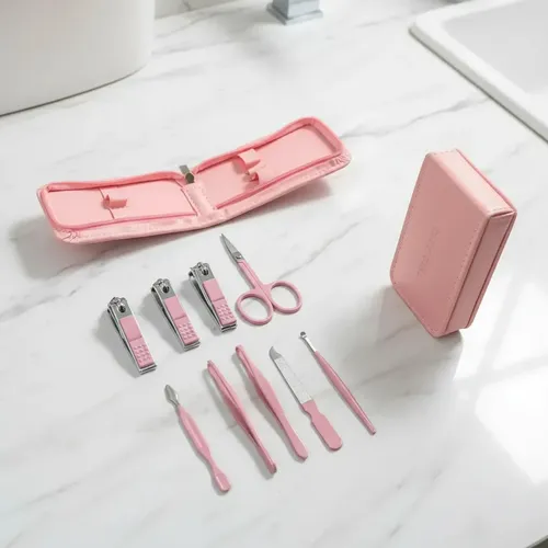 Kit Herramientas Manicura Pedicura Set Rosa X7 City Girl
