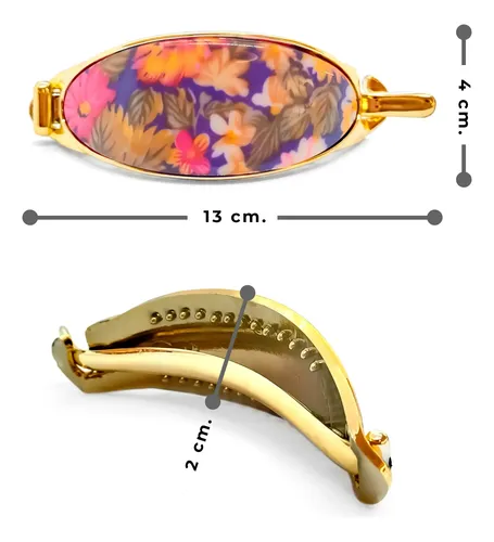 Hebilla Para Cabello Grandes Con Diseño Floral X 12 Unidades