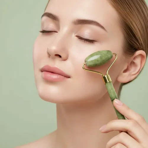 Masajeador Rodillo Facial Corporal Piedra Jade Verde Lfme