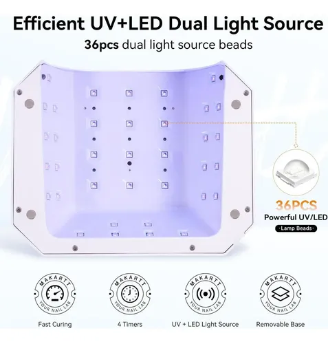 Lámpara De Uñas Uv Led Makartt Aurora 36w Recargable