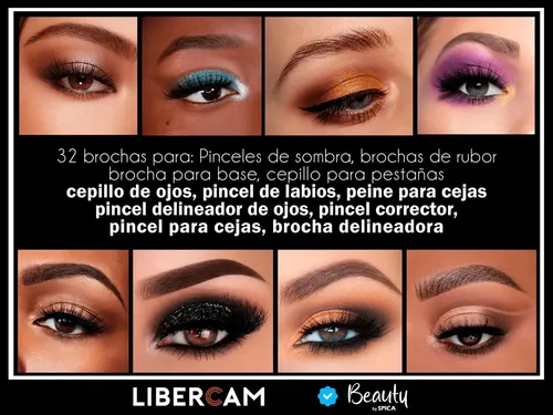 Set X32 Brochas Maquillaje Bambu BEAUTY BY SPICA Bro-01 Estuche Negro