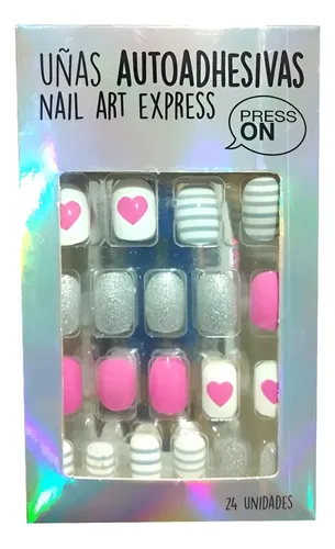 Uñas Press On Autoadhesivas Infantiles Corazon Thelma&louise