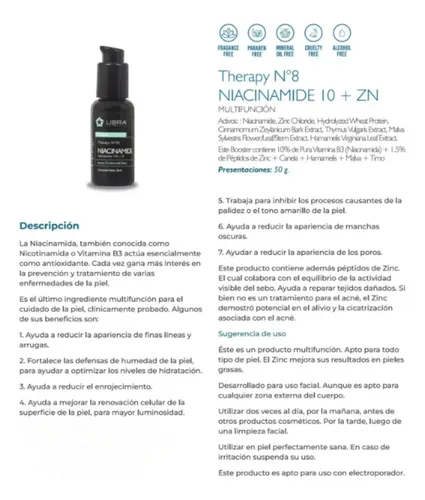 2 Booster Serum Niacinamida + Zinc 50gr. Libra Cosmetica Momento De Aplicación Día/noche Tipo De Piel Todo Tipo De Piel