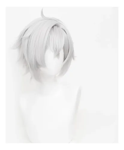 Cosplay Wig Wig Disfraz De Anime Cabello Corto Cabello Liso Blanco