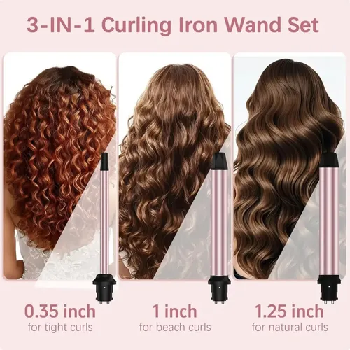 Rizador De Cabello Tres En Uno Con Barriles Intercambiables