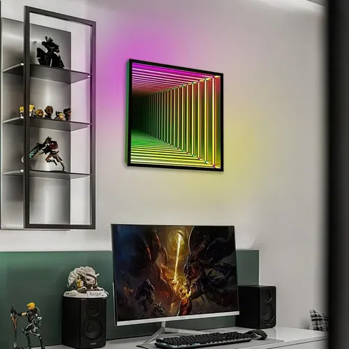 Lámpara Túnel Espejo Infinito Led Octogonal 70cm
