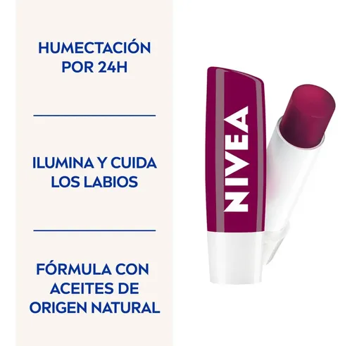 Pack 6u Protector Labial Nivea Labello Blackberry Shine 4,8g
