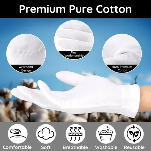 Guantes De Algodón Blancos Hidratantes Para Dormir Grandes