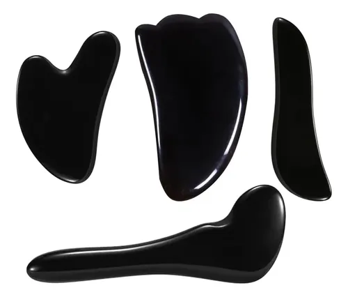 Set 4 Piedras Basalto Gua Sha Masaje Facial Spa