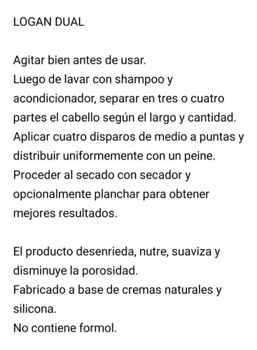 Logan Dual Nutrición Instantánea Sin Enjuague 250 Ml