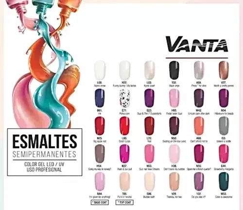 6 Esmaltes Semipermanentes Gel On-off Cabina Vanta X 15 Ml.