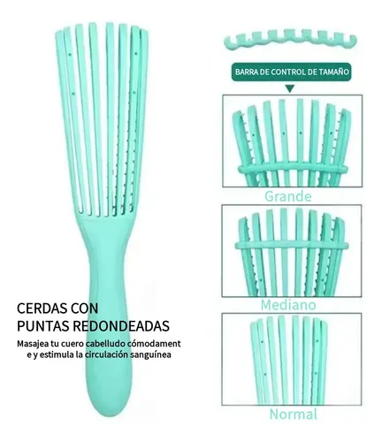 Cepillo De Cabello Para Rizado, 2 Piezas, Azul Y Morado