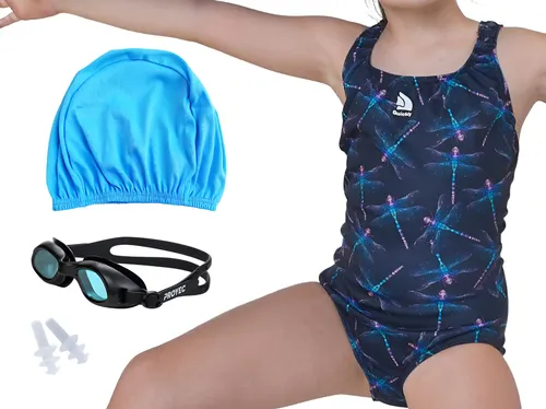 Malla Natacion Niñas Antiparras Gorro Tapones Quickly N1114