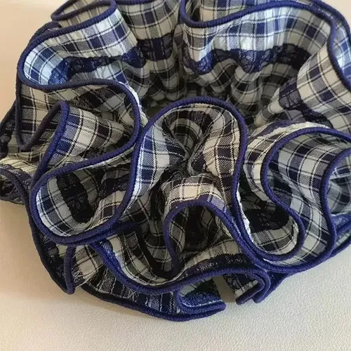 Korean Plaid Hair Ribbon For Women, Ponytail