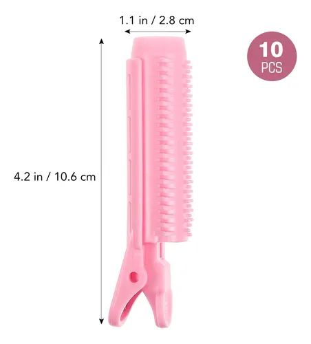 10 Rodillos Para Flequillo Clips Rizadores De Cabello Rosa