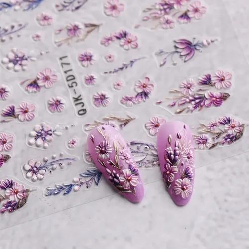 Pegatinas De Uñas De Arte Floral 3d Relieve Adhesivas 5d