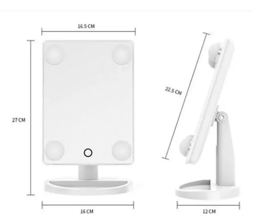 Espejo De Maquillaje 4 Focos Led Rotable 360°touch