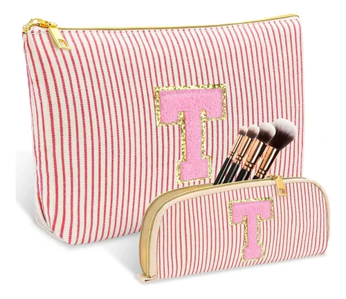 Bolsa De Maquillaje Ibeacos 28x20x8cm Inicial Personalizada