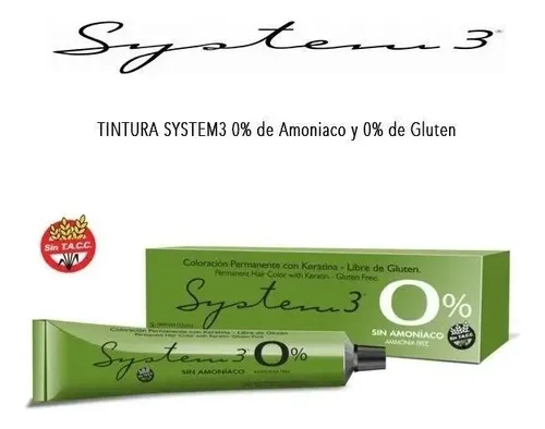 Tintura Sin Amoniaco System 3 Apto Celiacos 60gr X 6 Pomos Tono A Elección
