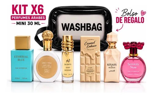 Set De 6 Perfumes Arabes Mujer Mini 30ml Mas Bolso Neceser City Girl Premiun
