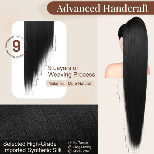 Extension De Cabello Cola De Caballo 91cm Jet Black