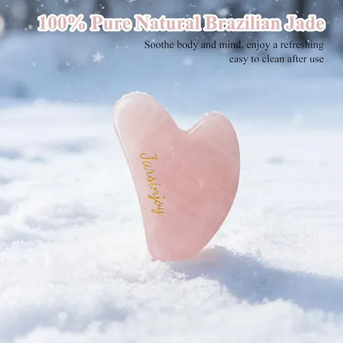 Set Rodillo Verde Y Gua Sha Cuarzo Rosa Extra Grueso