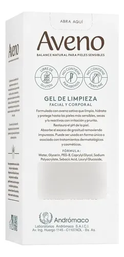 Aveno Gel De Limpieza Profunda Pieles Sensibles Reactivas Avena Natural Limpiados Extra Suave