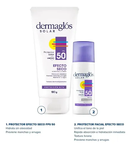 Dermaglós Solar Combo Protección Corporal Facial Efecto Seco