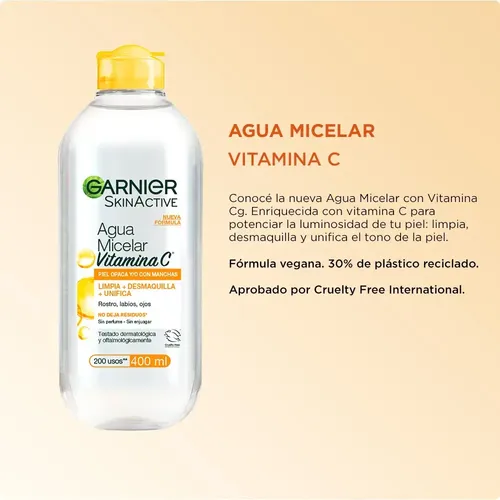 Agua Micelar Tono Uniforme × 400ml Garnier