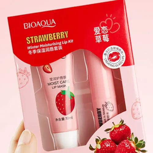 Kit Balsamo + Mascarilla Labial Frutilla Hidratante Bioaqua