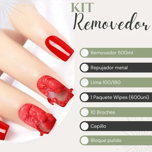 Kit Removedor Uv Esmalte Semipermanente Broches Wipe 500c 7