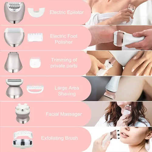 Depiladora Eléctrica 6 En 1 Rostro, Pies Y Cuerpo For Mujer