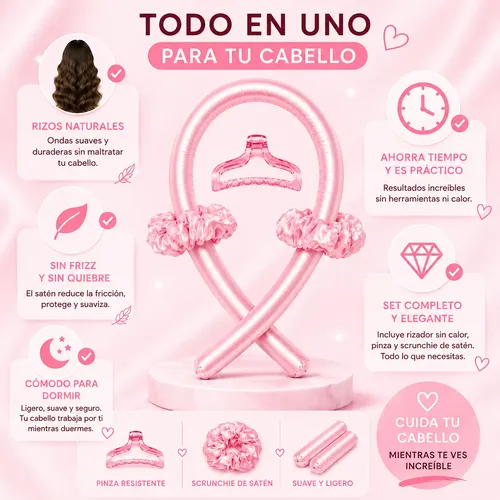 Rizador Rulero Ondas Sin Calor Cabello Rizos Satén Vincha