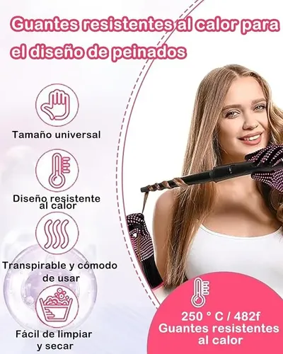 2 Guantes Profesionales Resistentes Al Calor Para Peinar El=