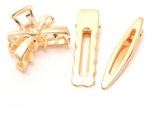 Set X3 Broches Pelo Metal Skora Pinza Claw Clip Y Hebillas