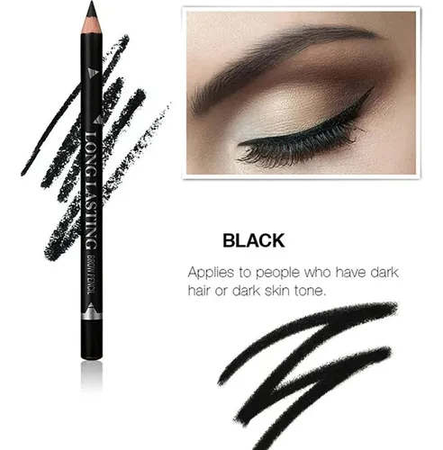 Lápiz De Cejas Y Delineador Negro Go Ho 12 Piezas
