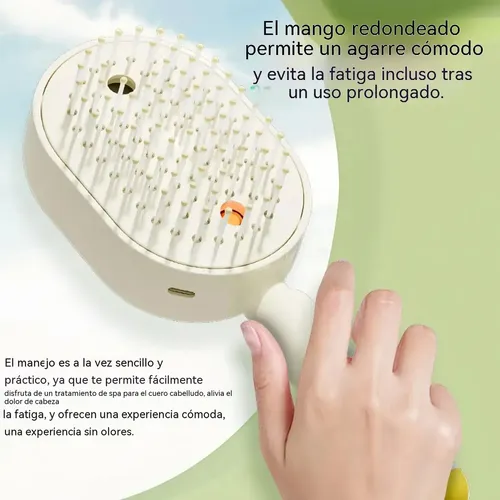 Cepillo Alisador A Vapor Eléctrico Cabello Beige
