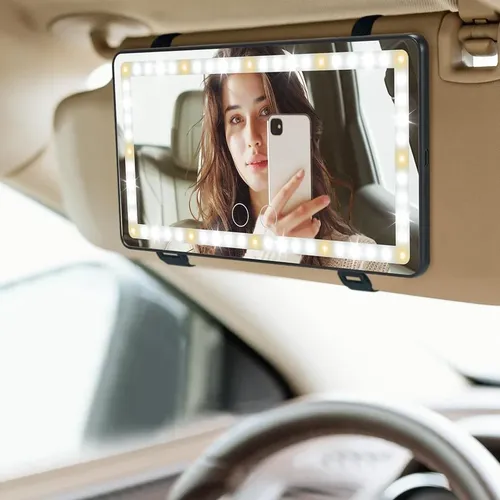 Espejo De Tocador Con Visera Solar Para Coche Con Luces, Led