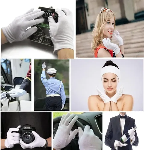Guantes Algodón Blancos Hidratantes 12 Pares