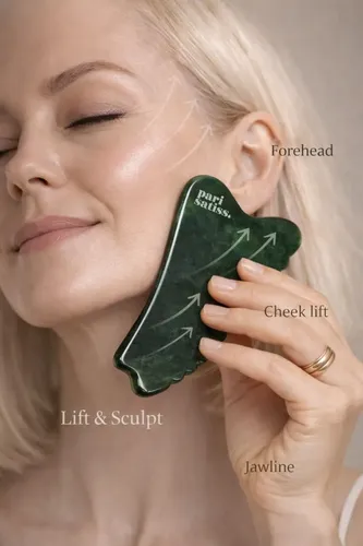 Gua Sha Jade Verde Para Rostro Cuello Y Mandíbula