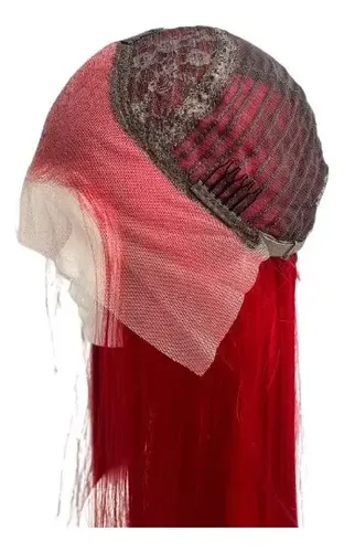 Peluca Lace Front Adiolacba Premium Símil Natural 70 Cm Tamaño De La Base Regulable Tono Rojo Fuego