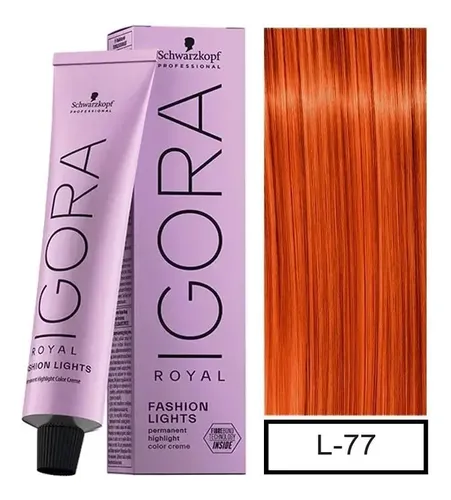 Tintura Schwarzkopf Professional Igora royal Specialities fashion lights tono l-77 mechas cobrizo intenso para cabello