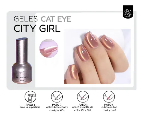 Kit Uñas Esculpidas Esmaltado Efecto Ojo Gato Semipermanente