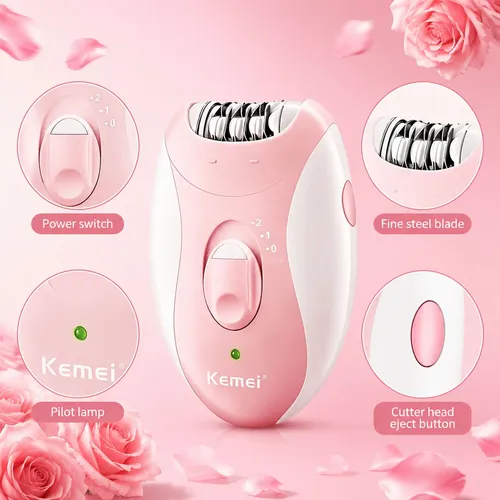 Depiladora Eléctrica Kemei Recargable Mujer Pink
