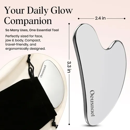 Guasha Facial Acero Inoxidable Masajeador Drenaje Linfático