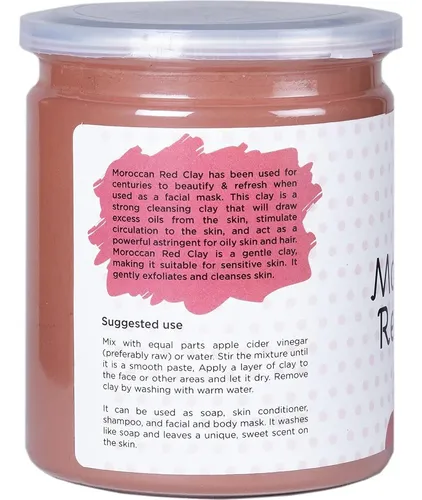 Polvo De Arcilla Roja Marroquí 16 Oz Mascarilla Facial Pura