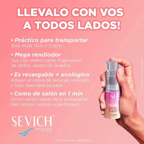 Shampoo Seco + Recarga En Polvo Pelo Liviano Cabello Brillo
